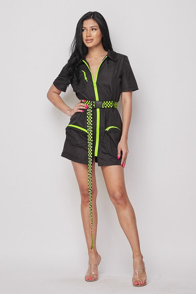 S/s Belted Loose Mini Dress