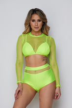 Load image into Gallery viewer, 2 Pcs L/s Mesh Top/bathsuit
