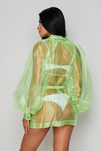 Load image into Gallery viewer, L/s Mesh Satin Belted Jacket