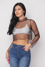 Load image into Gallery viewer, Mock Nk L/s Mesh Crop Top