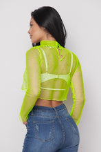 Load image into Gallery viewer, Mock Nk L/s Mesh Crop Top