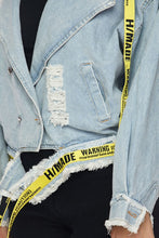 Load image into Gallery viewer, Rip Frnt Lable Trim Denim Jack