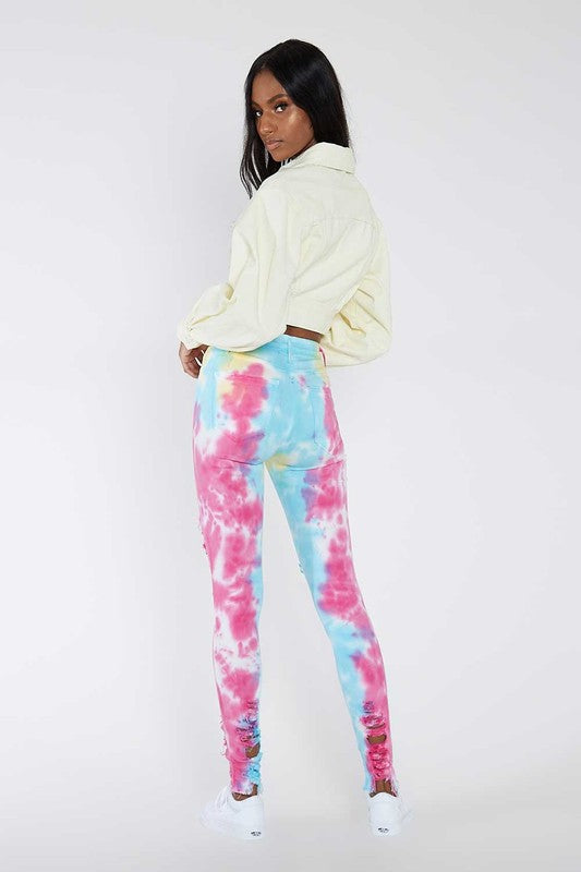 Distressed Tie Dye Jeans 