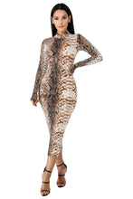 Load image into Gallery viewer, L/s Snake Print Midi Dress