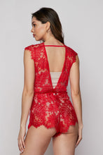Load image into Gallery viewer, V Nk Cap Slve Lace Romper
