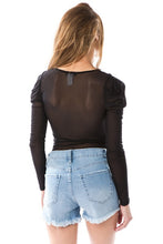 Load image into Gallery viewer, L/s Lace Trim Sheer Bodysuit