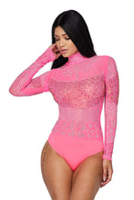 Load image into Gallery viewer, L/s Mesh Stone Hi Nk Bodysuit