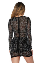 Load image into Gallery viewer, L/s Mesh Stone Mini Dress