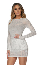 Load image into Gallery viewer, L/s Mesh Stone Mini Dress