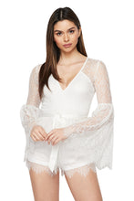 Load image into Gallery viewer, Lace Romper W/long Bell Slvs