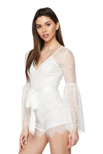 Load image into Gallery viewer, Lace Romper W/long Bell Slvs