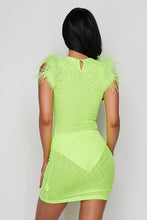Load image into Gallery viewer, Fur Trim Mesh Mini Dress