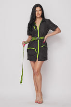 Load image into Gallery viewer, S/s Belted Loose Mini Dress