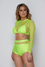 Load image into Gallery viewer, 2 Pcs L/s Mesh Top/bathsuit