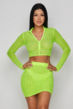 Load image into Gallery viewer, 2 Pcs Mesh Zip Frnt Top/skirt