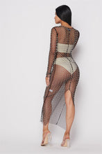 Load image into Gallery viewer, L/s Mesh Pearl Long Dress