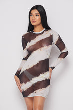 Load image into Gallery viewer, Mesh L/s Printed Mini Dress