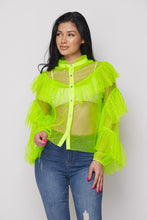 Load image into Gallery viewer, Ruffle Stone Mesh Loose Top