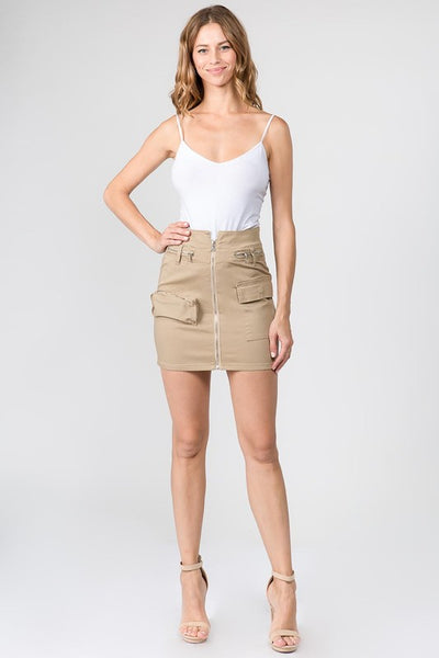 Zip Frnt Pckt Side Mini Skirt