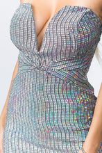 Load image into Gallery viewer, Shinny Deep V Tube Mini Dress